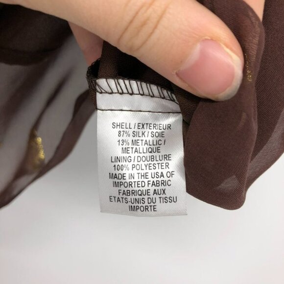 NWT Milly New York Brown silk metallic gold polka dot ruffle multi-tie tank top - Picture 9 of 16